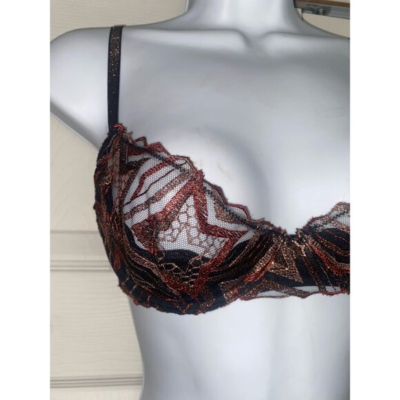 Savage Fenty by Rihanna Womens Embroidered Triangle Lace Bra With Adjustable Str - Picture 2 of 4